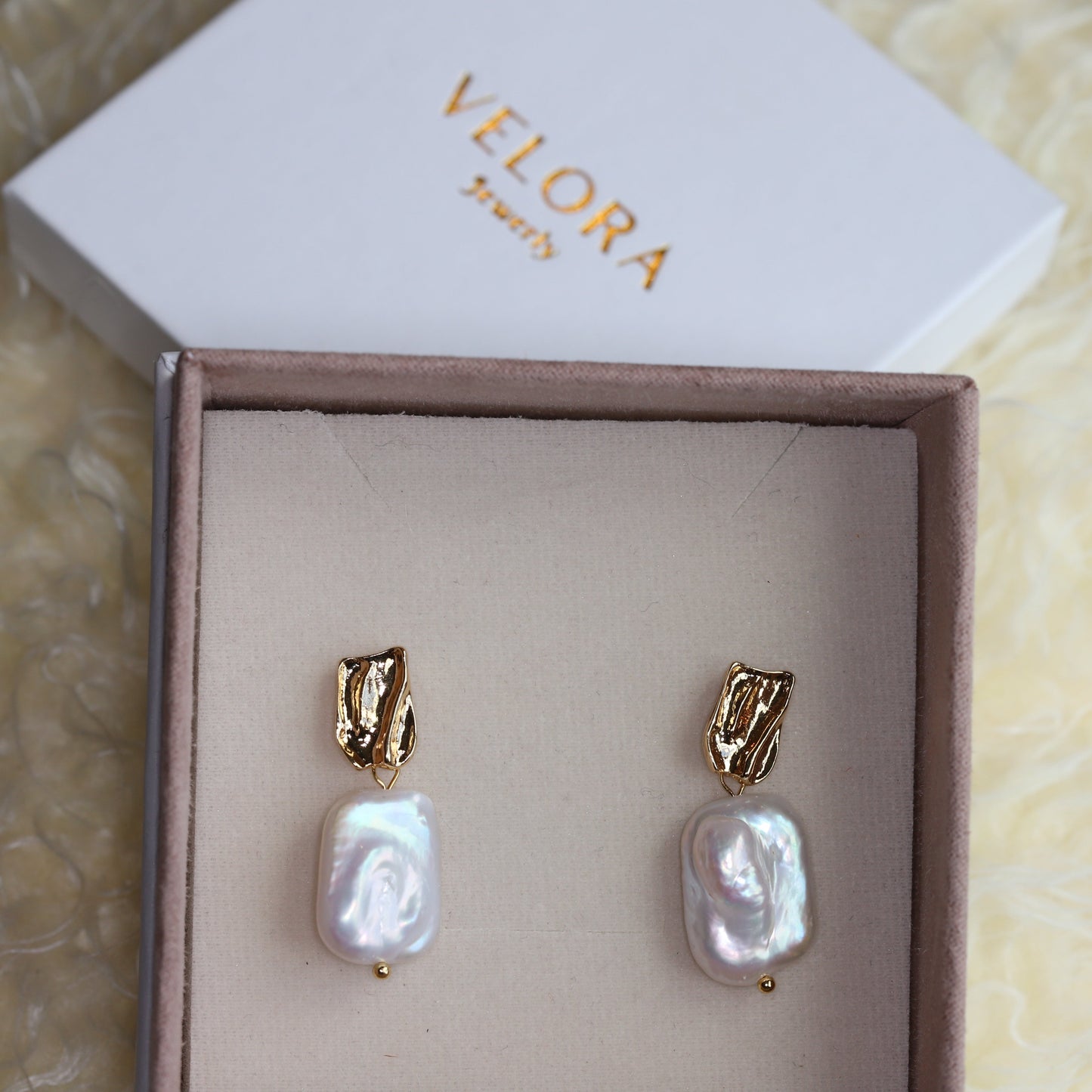Molten Gold & Keshi Pearl Drop Earrings